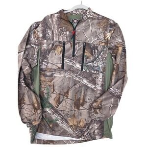 10X Jacket Mens Medium Brown Camo 1/4 Zip Hunting Windbreaker Realtree Pullover